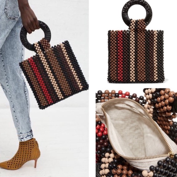 Ulla Johnson Arusi Tote Woven Wooden Bead Bag RARE - Picture 2 of 7